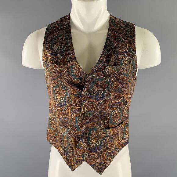 Nordstrom Other - NORDSTROM Size S Green Burgundy Paisley Silk Vest